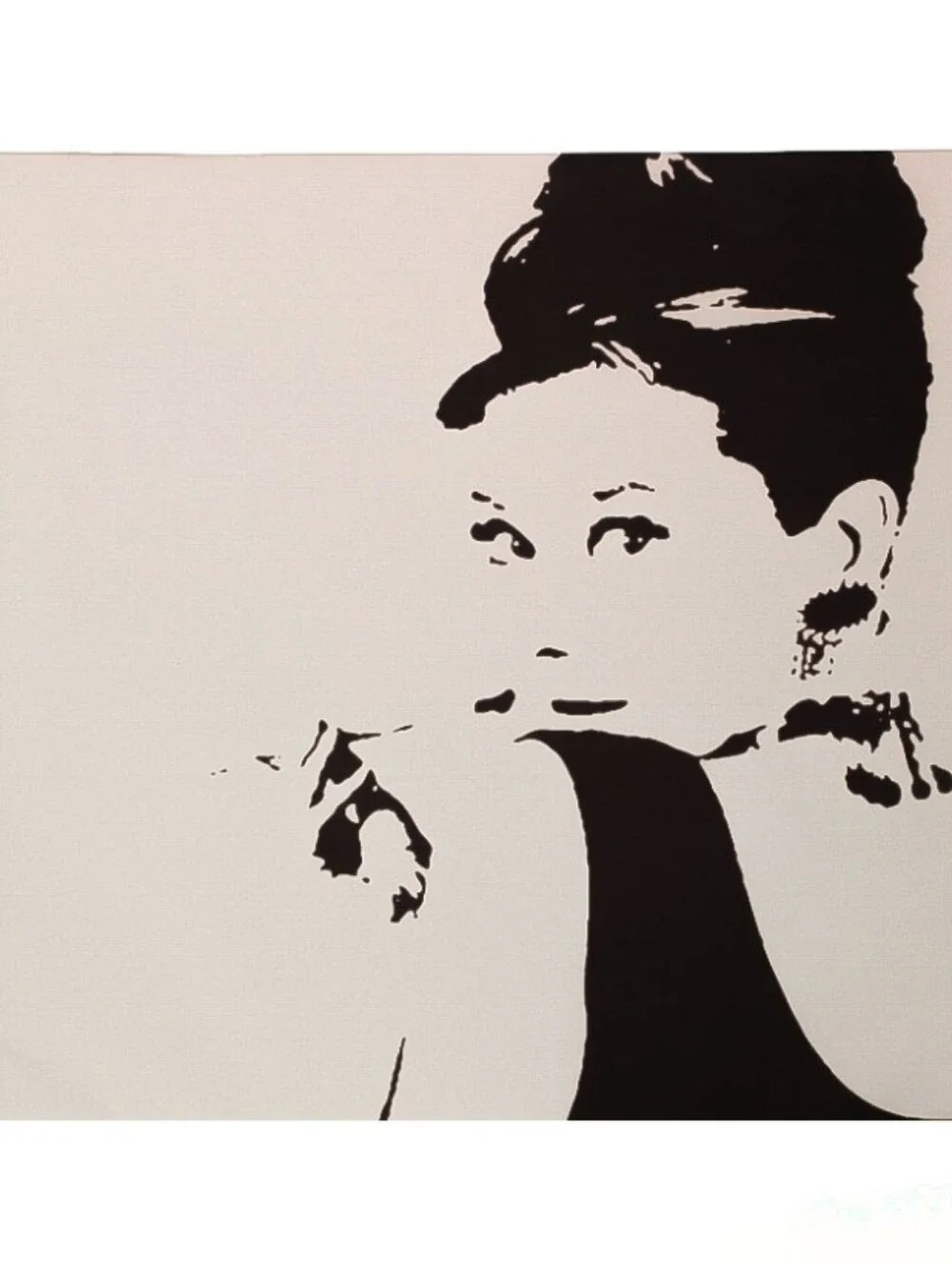 New Audrey Hepburn Black/Moon-Dust Gray Large Gallery Wrapped Canvas Boho Decor